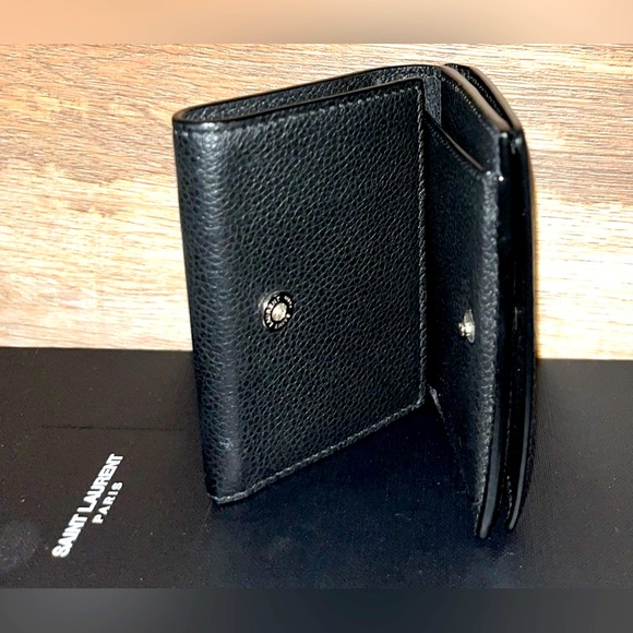 YSL Saint Laurent Authentic Trifold Leather Card Holder with Coin Compartment EC - Picture 2 of 8